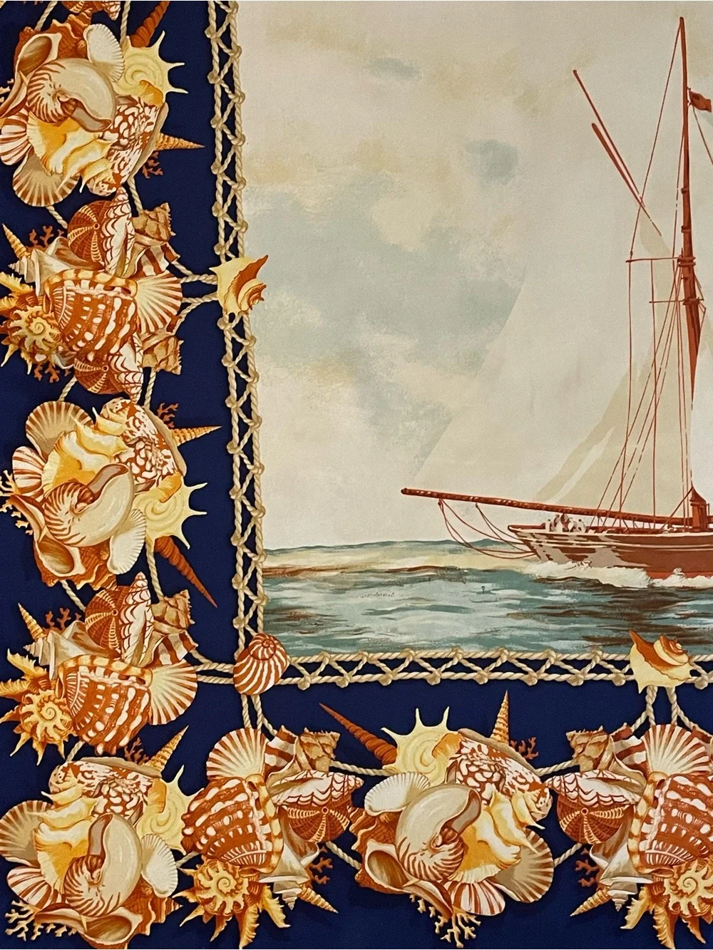 Beautiful Christian Dior Silk Scarf Sailing Sailboat 34 In Excellent Condition